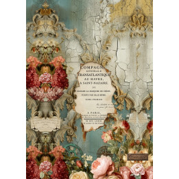 Papel de Arroz  Vintage Libélula y Flores