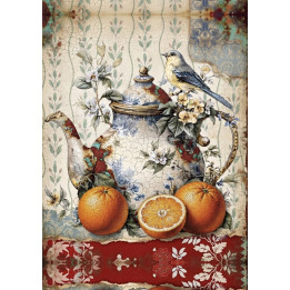 Papel de Arroz Vintage Libélula e Flores