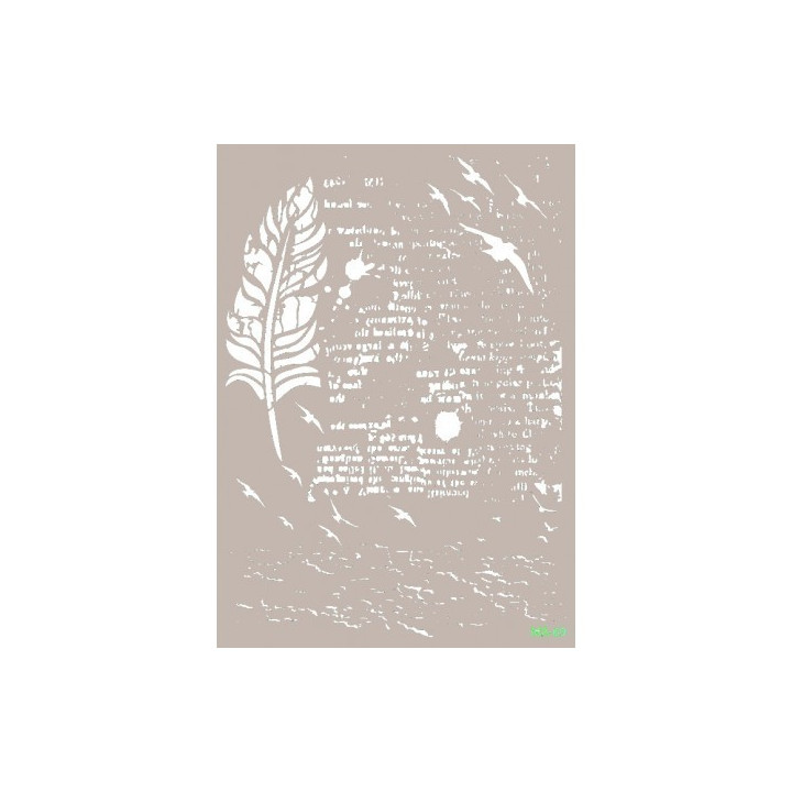 Stencil Mixed Media 069 PLUMA Y TEXTO.**