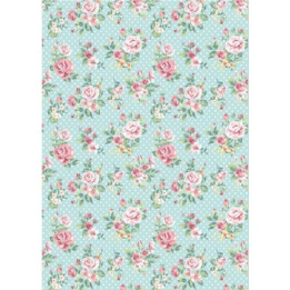 Papel de Arroz 112 ROSAS EN FONDO AZUL.