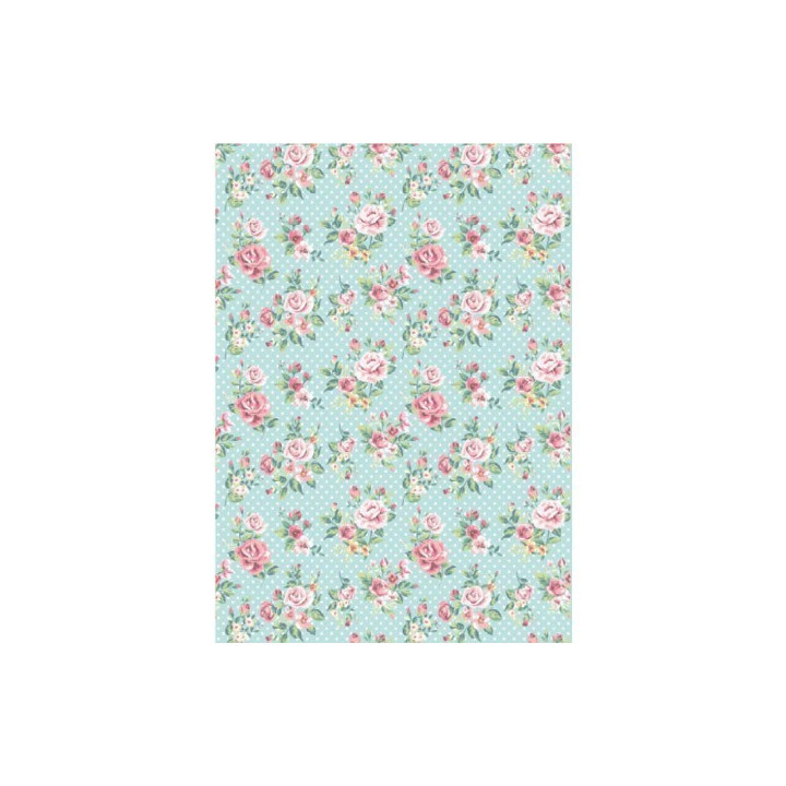 Papel de Arroz 112 ROSAS EN FONDO AZUL.
