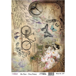 Papel De Arroz639 BICI Y MARIPOSA