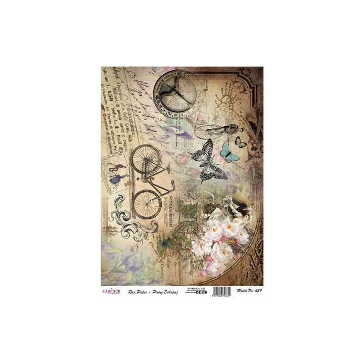 Papel De Arroz639 BICI Y MARIPOSA