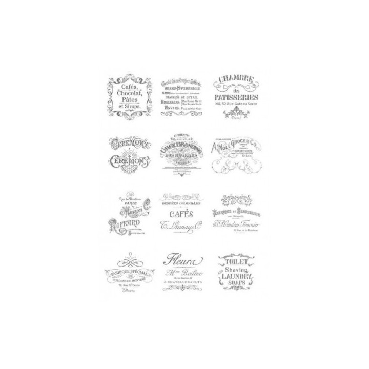 Papel De Arroz 36 Fondo PLATA SELLOS VINTAGE