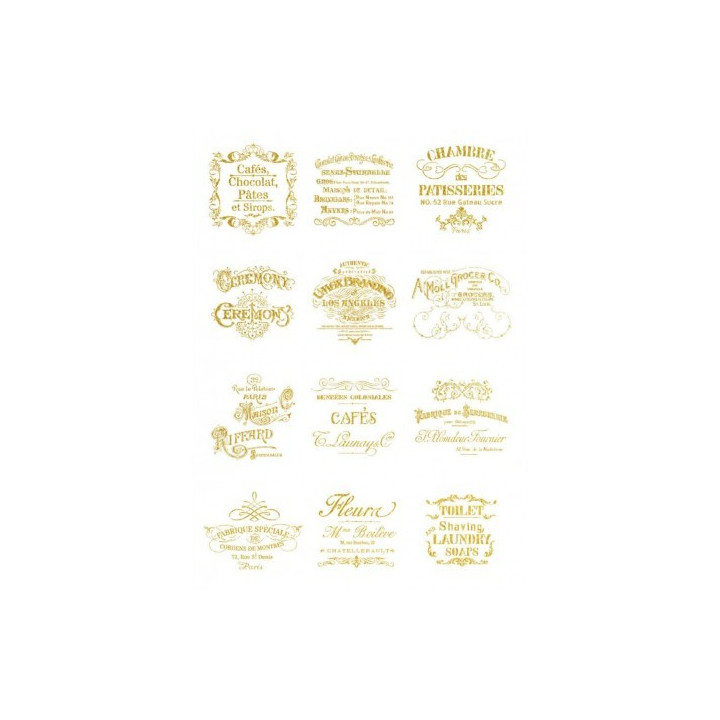 Papel De Arroz 36 Fondo ORO SELLOS VINTAGE