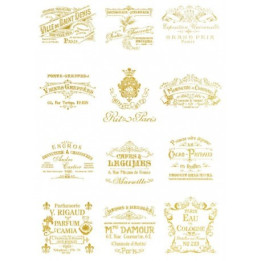 Papel De Arroz 037 Fondo ORO SELLOS VINTAGE
