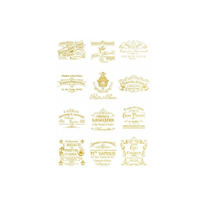 Papel De Arroz 037 Fondo ORO SELLOS VINTAGE