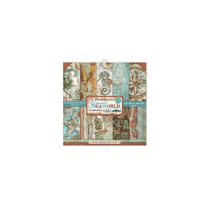 kit de Papeles Scrap Stamperia 20.3X20.3 Sea World