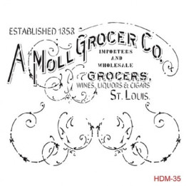Stencil A MOLL GROCER 35 25x25cm