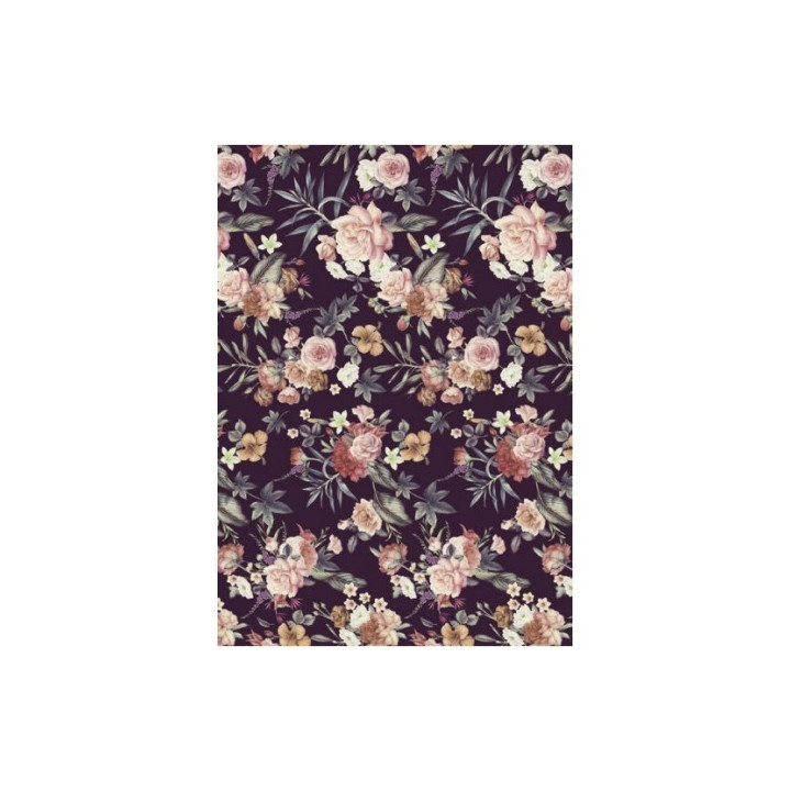 Papel De Arroz FLORES FONDO OSCURO
