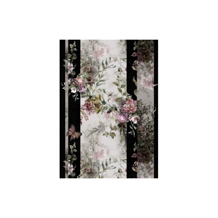 Papel De Arroz FLORES FRANJA NEGRA